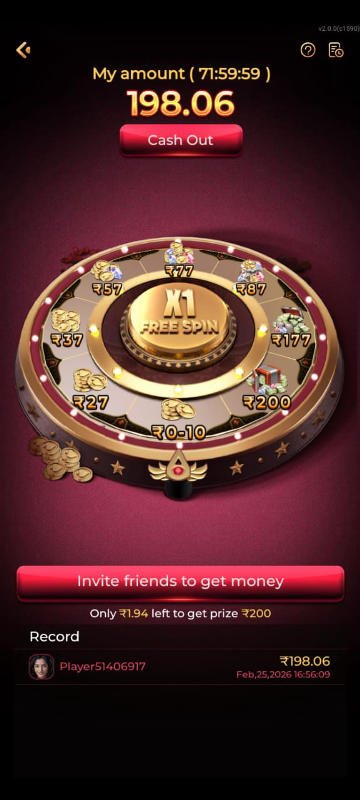 Rajwin Game app home screen on Android smartphone